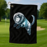 Astronaut Husky Dog Space Golf Towel