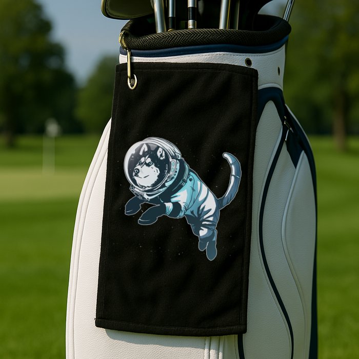 Astronaut Husky Dog Space Golf Towel