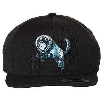 Astronaut Husky Dog Space Wool Snapback Cap