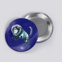 Astronaut Husky Dog Space Button