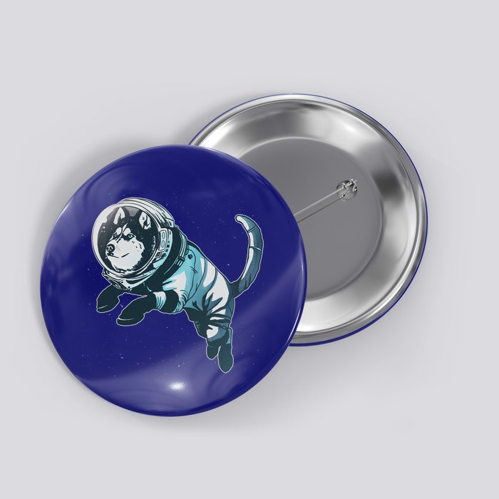 Astronaut Husky Dog Space Button