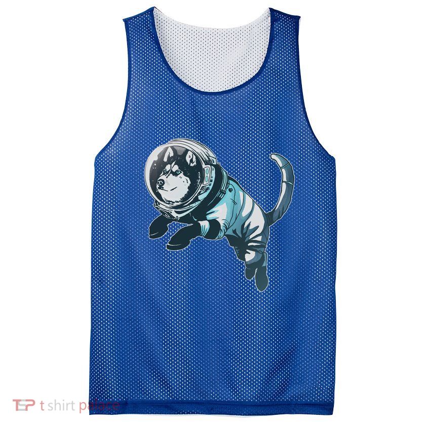Astronaut Husky Dog Space Mesh Reversible Basketball Jersey Tank