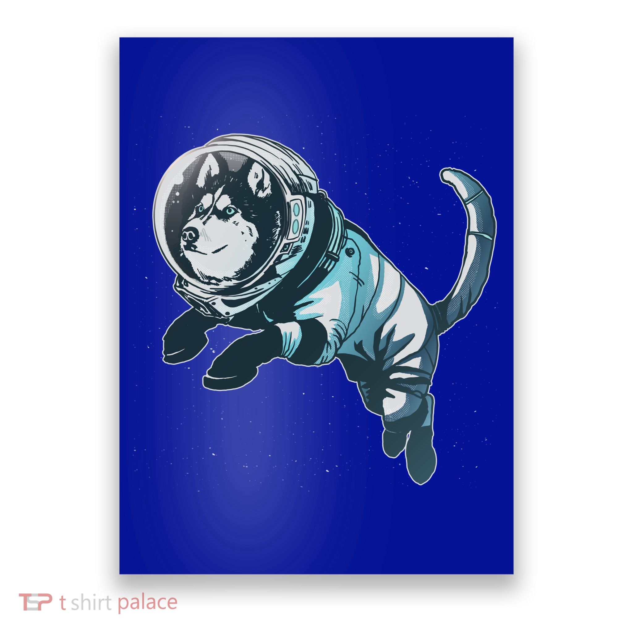 Astronaut Husky Dog Space Poster