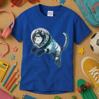 Astronaut Husky Dog Space Kids T-Shirt
