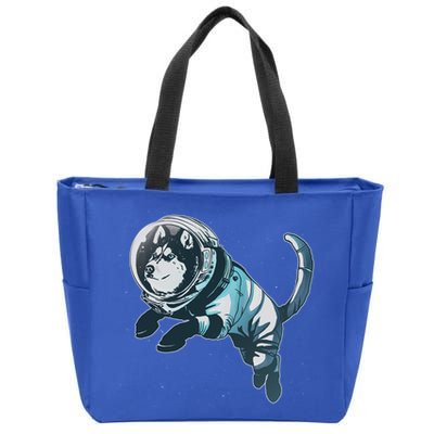Astronaut Husky Dog Space Zip Tote Bag