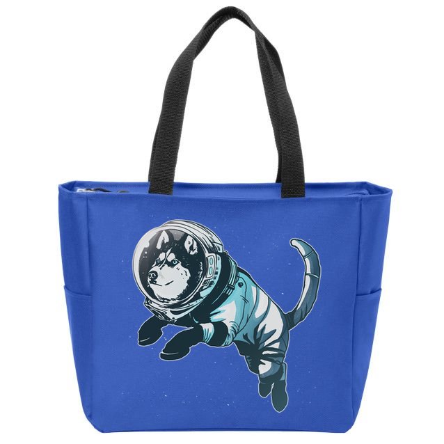 Astronaut Husky Dog Space Zip Tote Bag