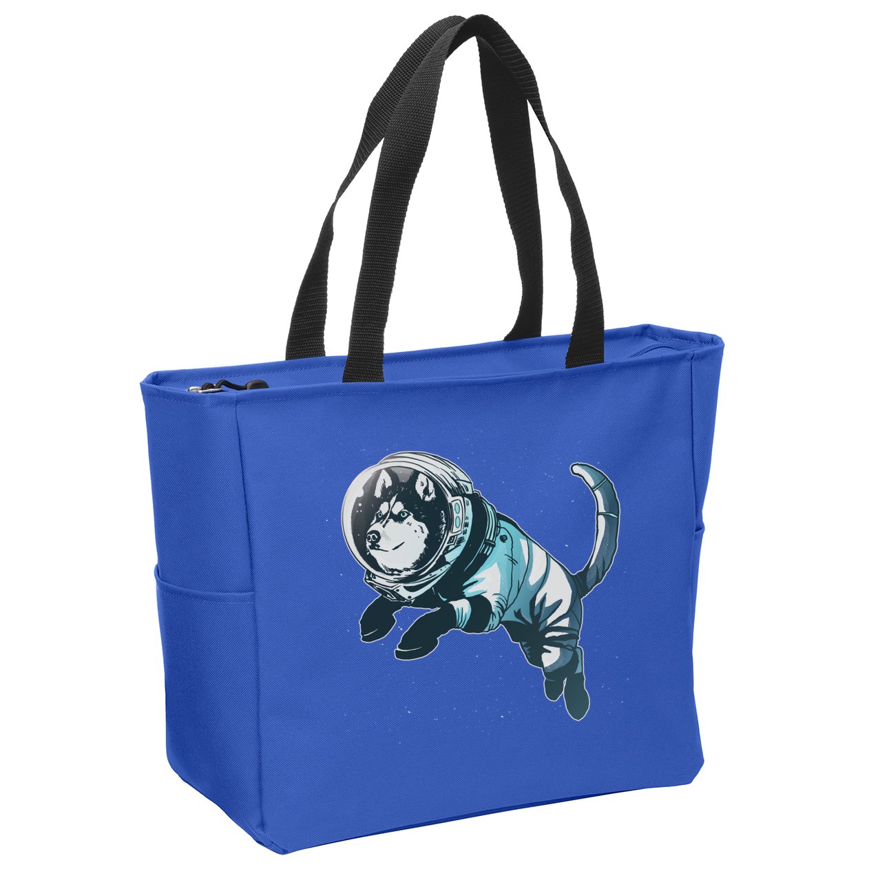 Astronaut Husky Dog Space Zip Tote Bag