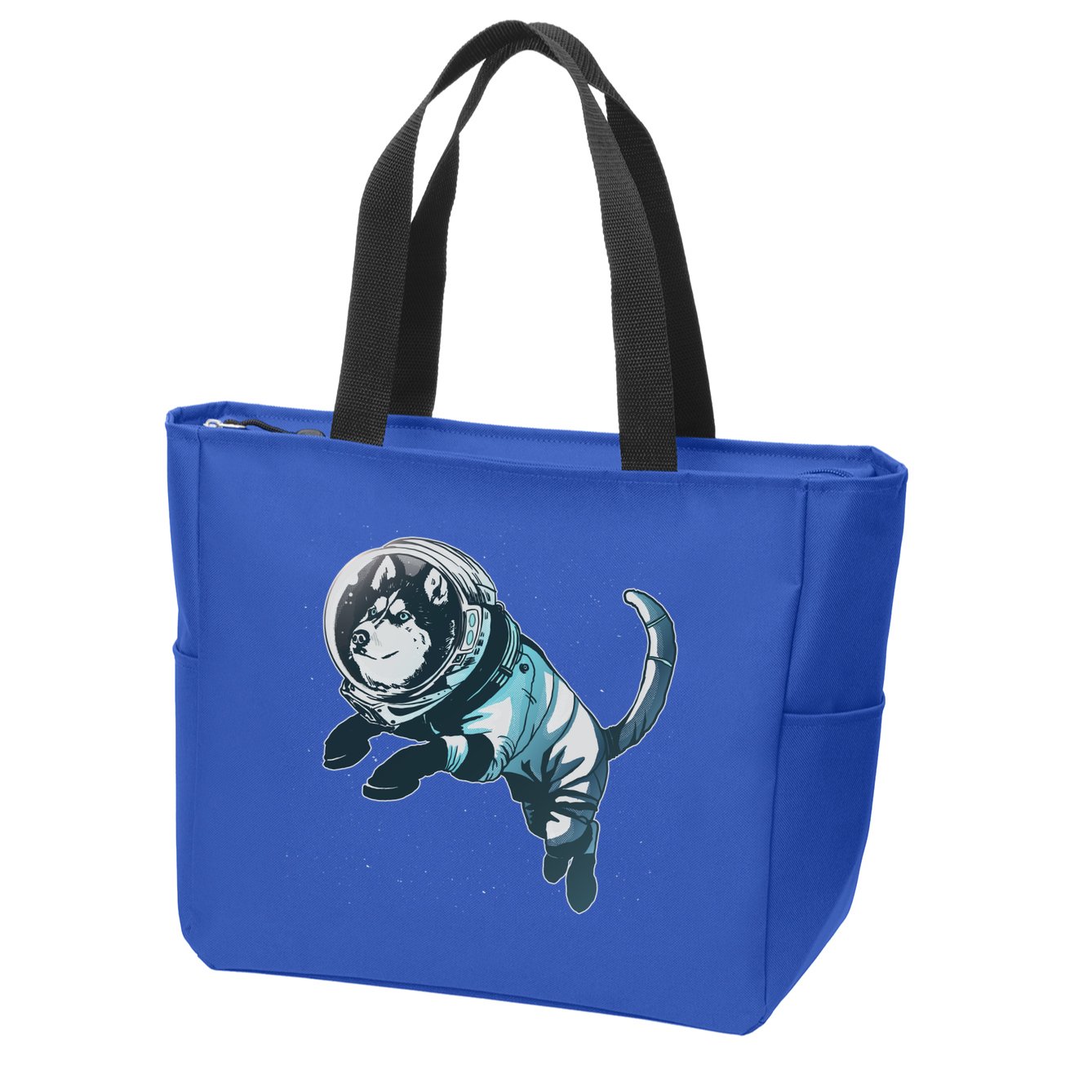 Astronaut Husky Dog Space Zip Tote Bag