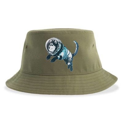 Astronaut Husky Dog Space Sustainable Bucket Hat