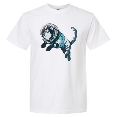 Astronaut Husky Dog Space Garment-Dyed Heavyweight T-Shirt