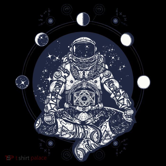 Astronaut in the lotus position Button
