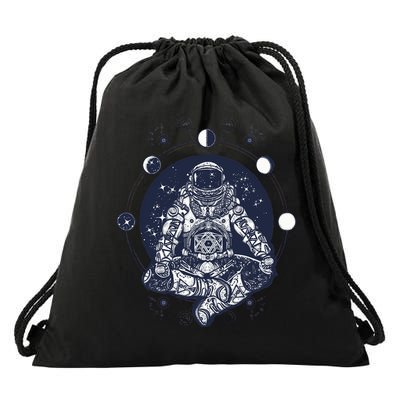 Astronaut in the lotus position Drawstring Bag