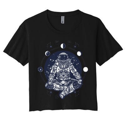 Astronaut in the lotus position Crop Top