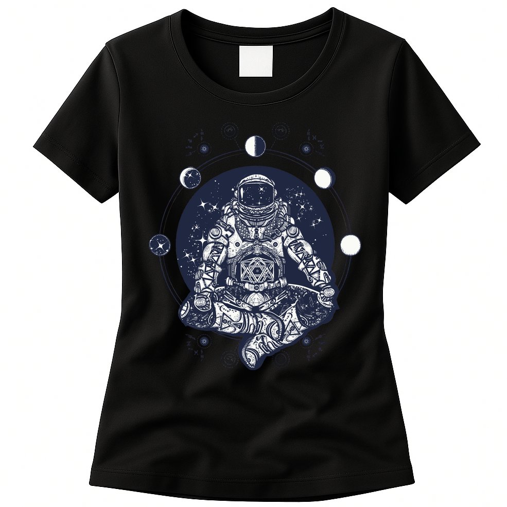 Astronaut in the lotus position Womens T-Shirt