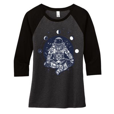 Astronaut in the lotus position Women's Tri-Blend 3/4-Sleeve Raglan Shirt