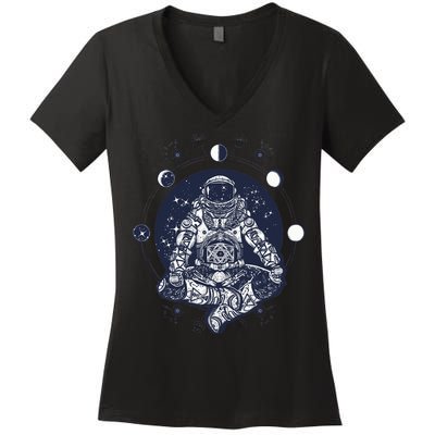 Astronaut in the lotus position Women's V-Neck T-Shirt