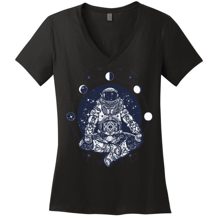 Astronaut in the lotus position Women's V-Neck T-Shirt