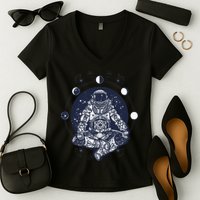 Astronaut in the lotus position Women's V-Neck T-Shirt