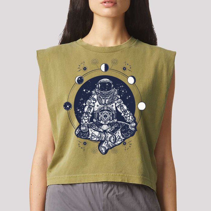 Astronaut in the lotus position Garment-Dyed Women's Muscle Tee