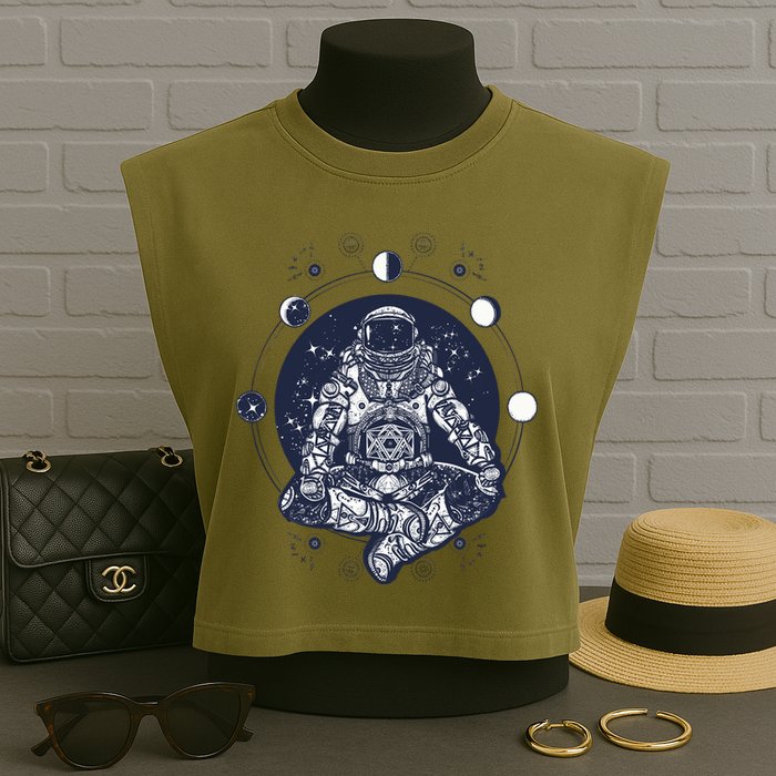 Astronaut in the lotus position Garment-Dyed Women's Muscle Tee