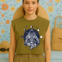Astronaut in the lotus position Garment-Dyed Women's Muscle Tee