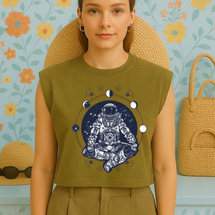 Astronaut in the lotus position Garment-Dyed Women's Muscle Tee