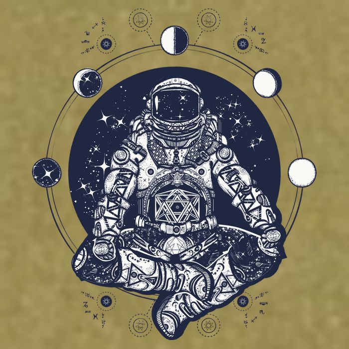 Astronaut in the lotus position Garment-Dyed Women's Muscle Tee