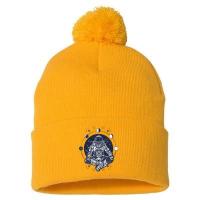 Astronaut in the lotus position Pom Pom 12in Knit Beanie