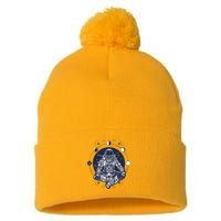 Astronaut in the lotus position Pom Pom 12in Knit Beanie