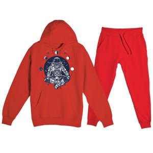 Astronaut in the lotus position Premium Hooded Sweatsuit Set