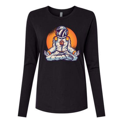 Astronaut Meditating Womens Cotton Relaxed Long Sleeve T-Shirt