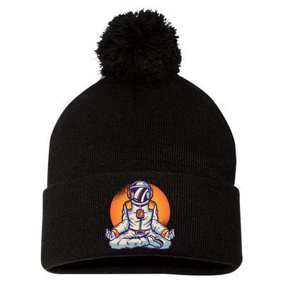 Astronaut Meditating Pom Pom 12in Knit Beanie
