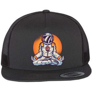 Astronaut Meditating Flat Bill Trucker Hat