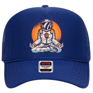 Astronaut Meditating High Crown Mesh Back Trucker Hat