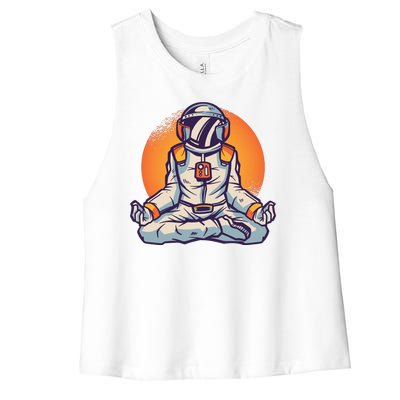 Astronaut Meditating Women's Racerback Cropped Tank