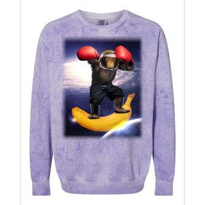 Astronaut Monkey Boxing In Space Colorblast Crewneck Sweatshirt