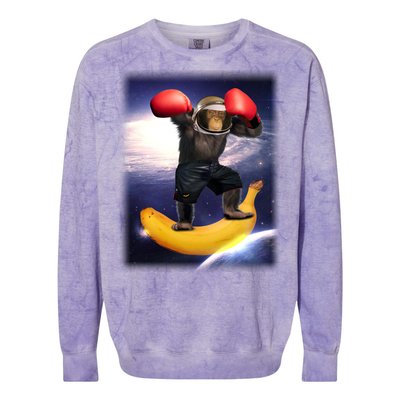 Astronaut Monkey Boxing In Space Colorblast Crewneck Sweatshirt