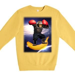 Astronaut Monkey Boxing In Space Premium Crewneck Sweatshirt