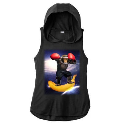 Astronaut Monkey Boxing In Space Ladies PosiCharge Tri-Blend Wicking Draft Hoodie Tank