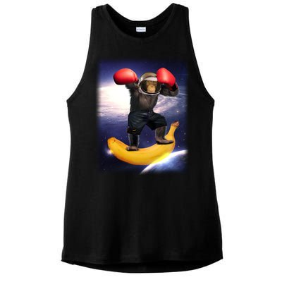 Astronaut Monkey Boxing In Space Ladies PosiCharge Tri-Blend Wicking Tank