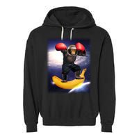 Astronaut Monkey Boxing In Space Garment-Dyed Fleece Hoodie