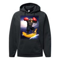 Astronaut Monkey Boxing In Space Performance Fleece Hoodie