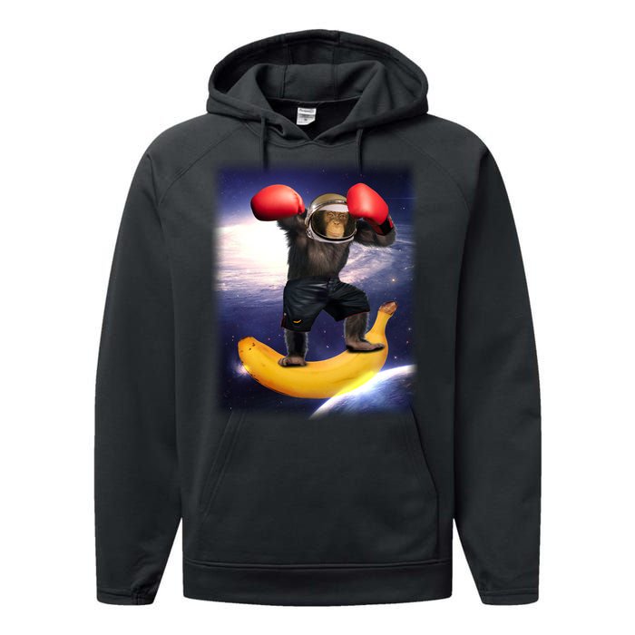 Astronaut Monkey Boxing In Space Performance Fleece Hoodie