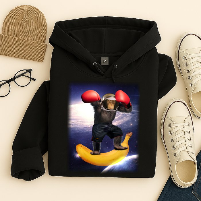 Astronaut Monkey Boxing In Space Hoodie