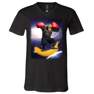 Astronaut Monkey Boxing In Space V-Neck T-Shirt