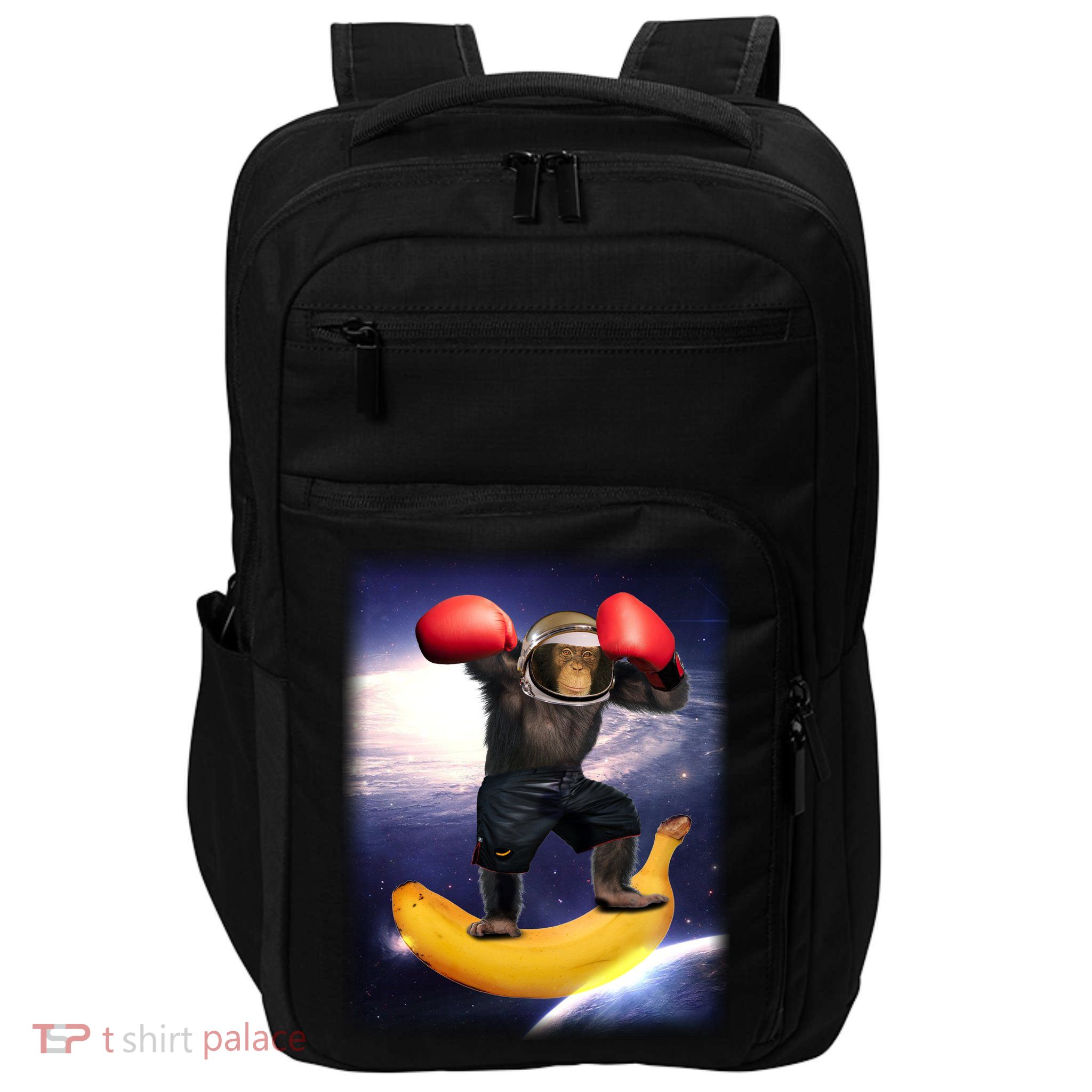 Astronaut Monkey Boxing In Space Impact Tech Backpack