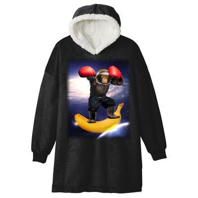 Astronaut Monkey Boxing In Space Hooded Wearable Blanket