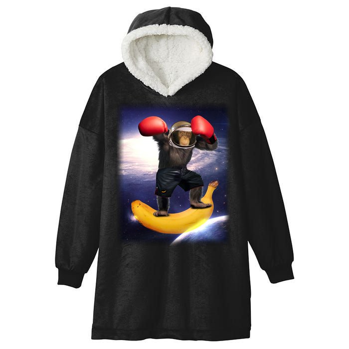 Astronaut Monkey Boxing In Space Hooded Wearable Blanket
