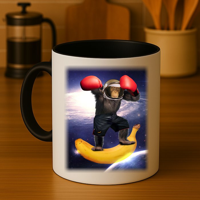 Astronaut Monkey Boxing In Space Mug