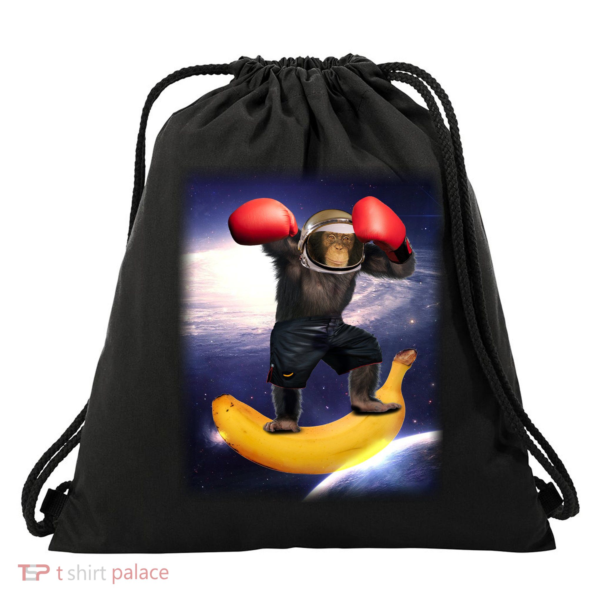 Astronaut Monkey Boxing In Space Drawstring Bag